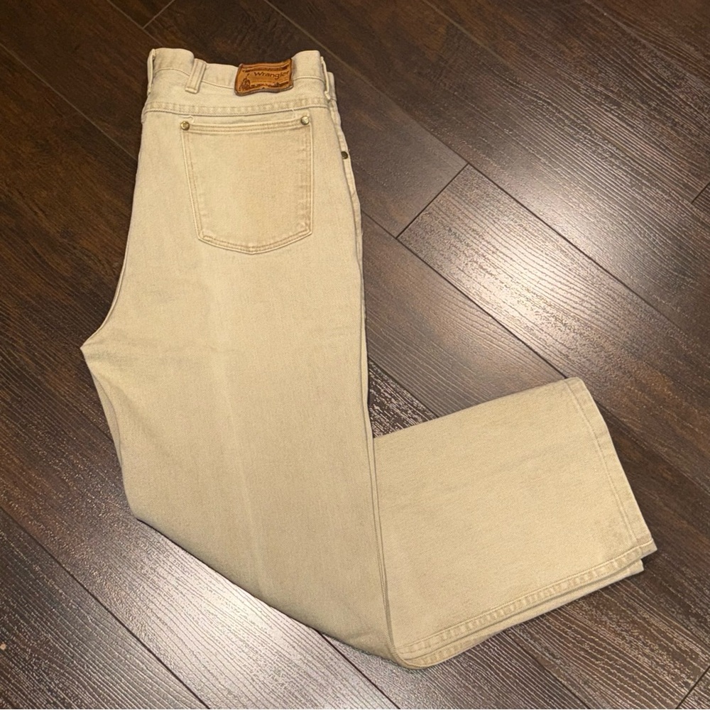 Vintage Wrangler Light Brown Denim Jeans Mens Size 36x27 Made In Canada